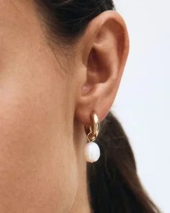 korvakorut Perla Hoops L Gold, Gold pleated><noscript><img width=