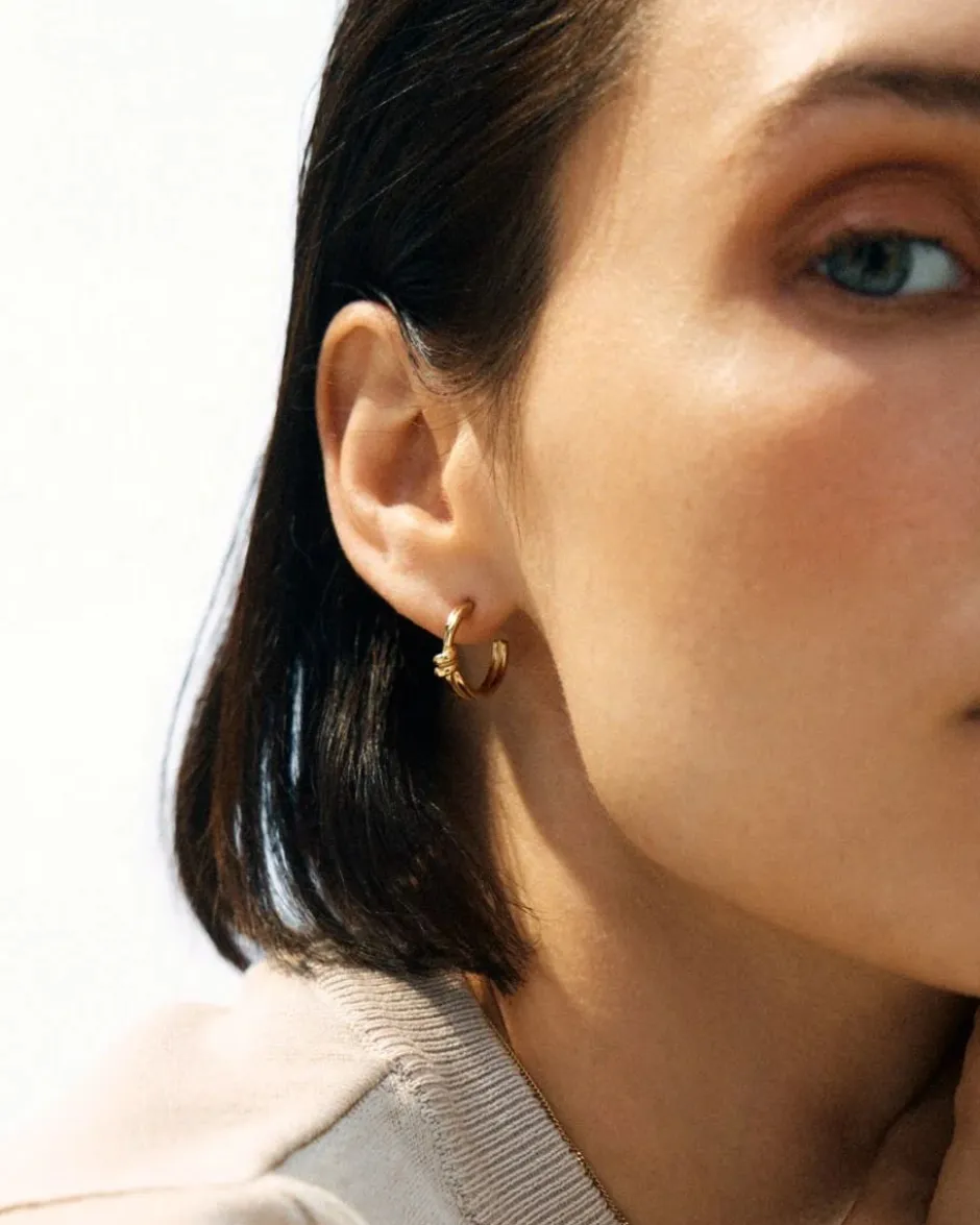 korvakorut Swivel Hoops Gold, Gold pleated>Edblad