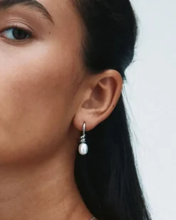 korvakorut Swivel Earrings Pearl S, Stainless steel>Edblad New