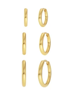 korvakorut Triple Pair Hoops, Gold pleated>Edblad Sale