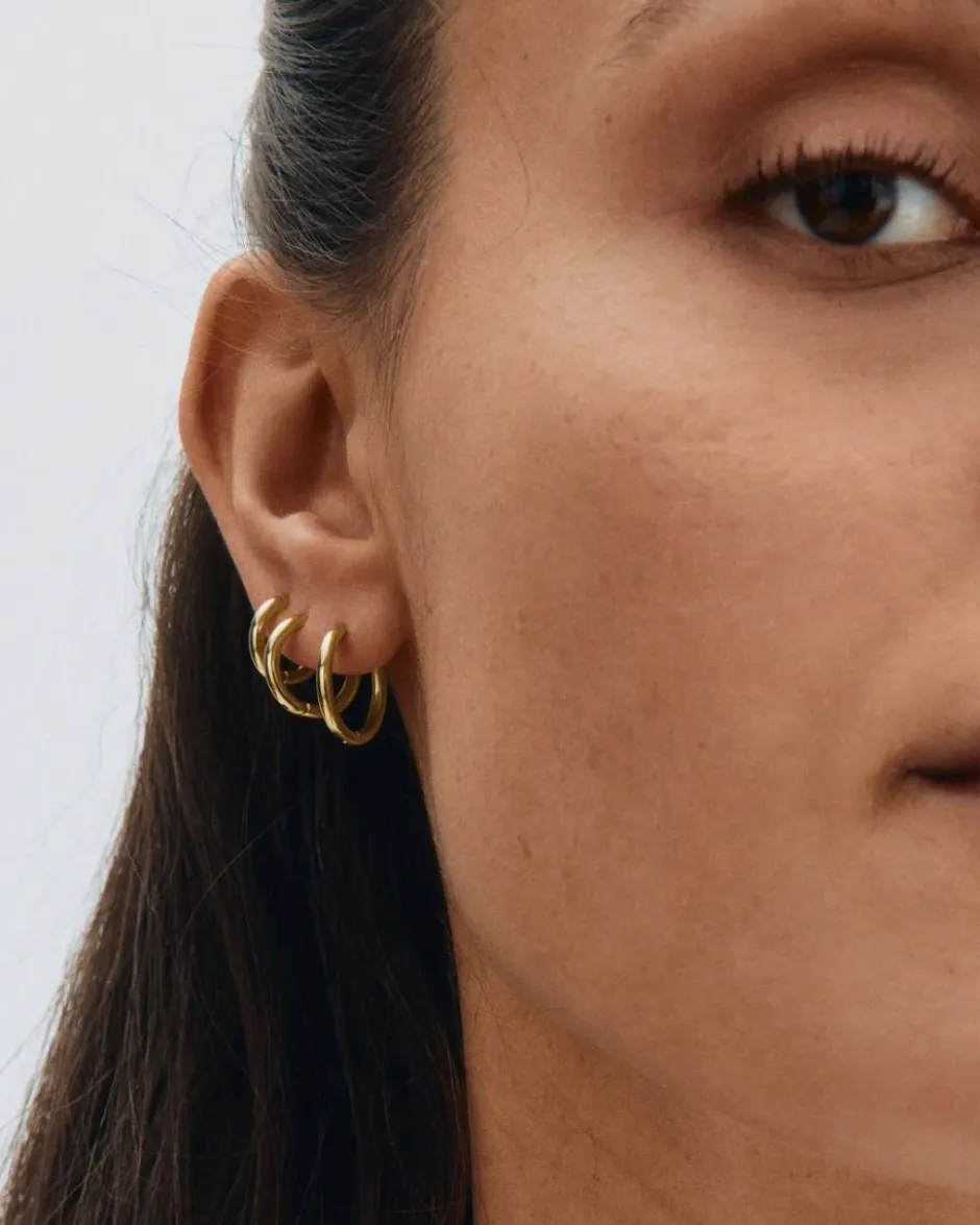korvakorut Triple Pair Hoops, Gold pleated>Edblad Sale