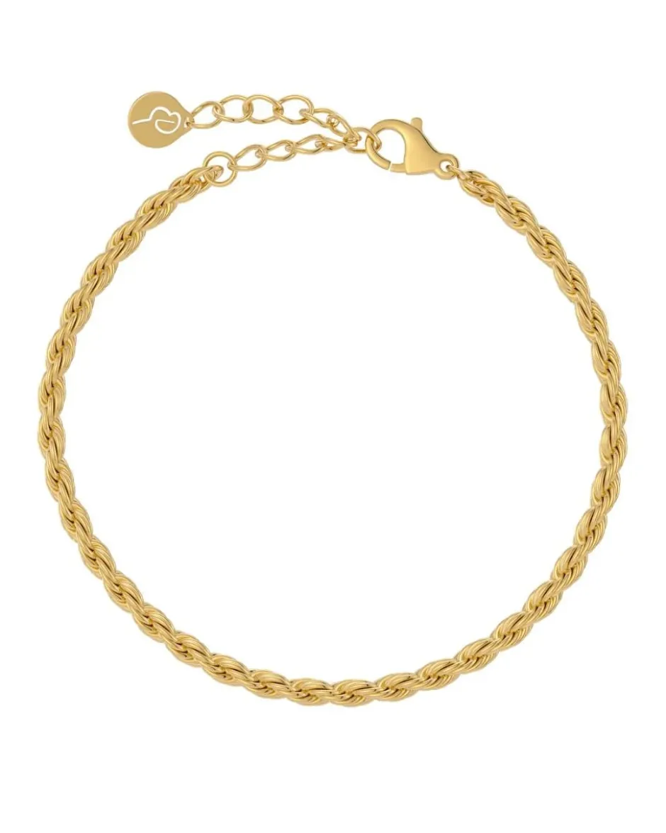 rannekoru Rope Chain Bracelet Gold, Gold pleated>Edblad New