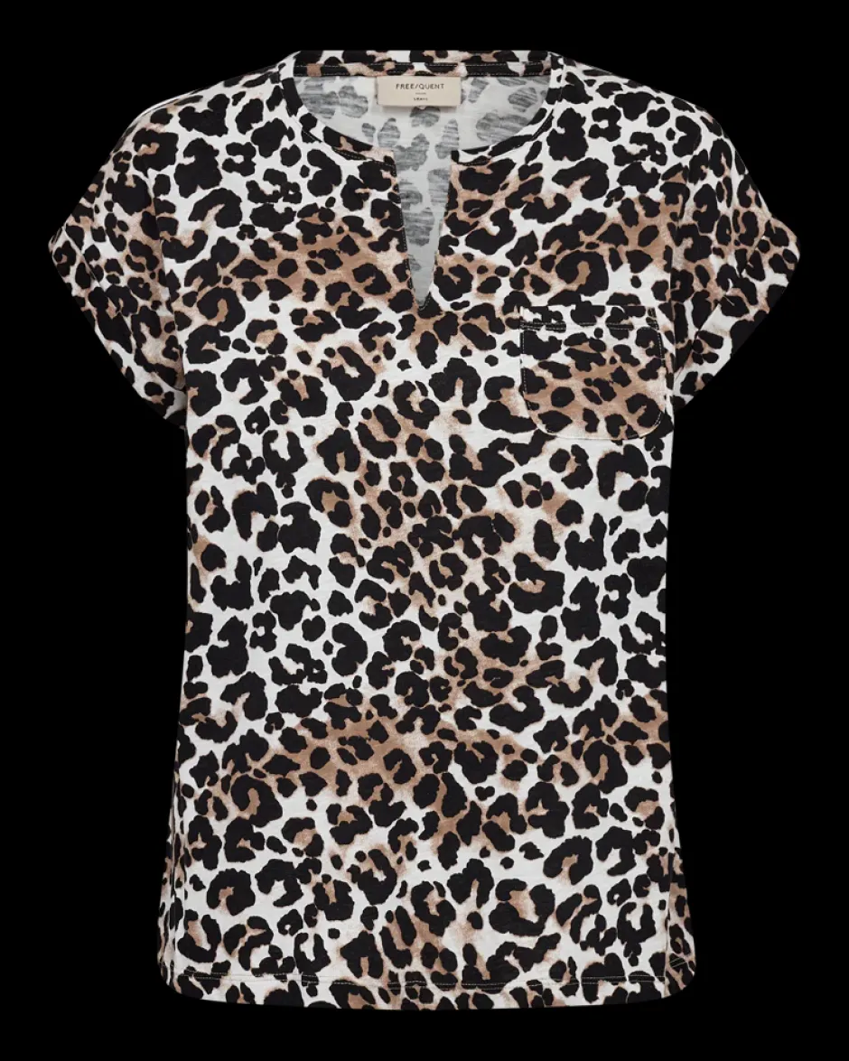 naisten t-paita, VIVA TEE Ruskea Kuosi>Freequent Online