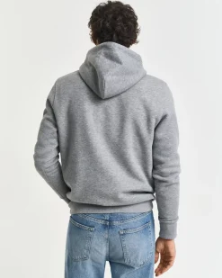 miesten huppari REG SHIELD HOODIE, vaaleanharmaa>Gant
