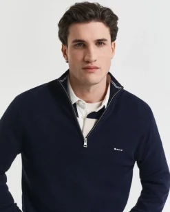 miesten neule, COTTON PIQUE HALF ZIP><noscript><img width=