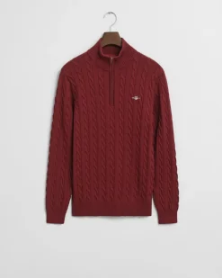 miesten neule, COTTON CABLE HALF ZIP>Gant Best