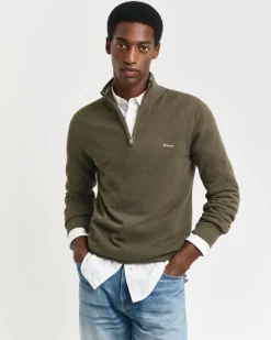 miesten neule, COTTON PIQUE HALF ZIP>Gant Best