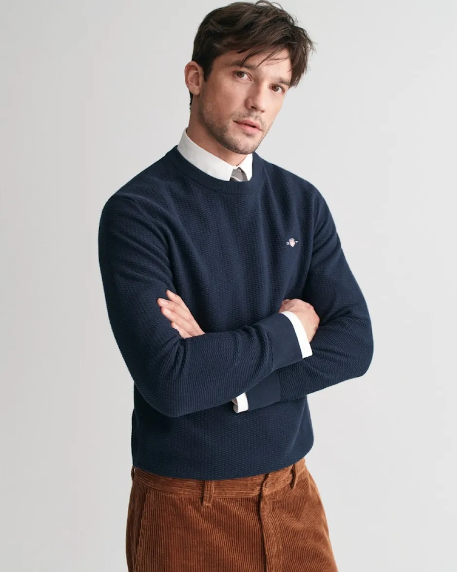 miesten neulepusero, K COTTON MICRO TEXTURED C-NECK>Gant Online