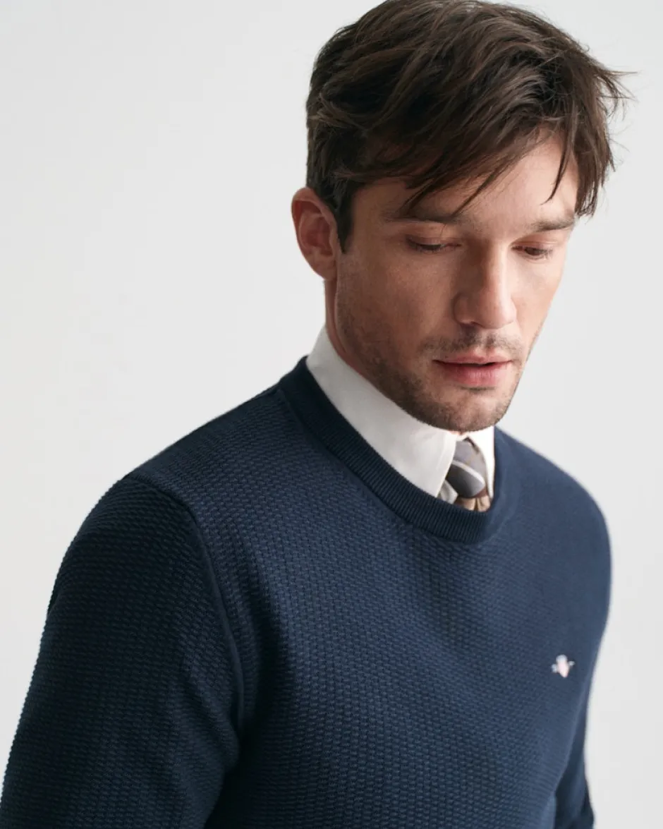 miesten neulepusero, K COTTON MICRO TEXTURED C-NECK>Gant Online