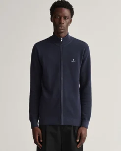 Miesten Neuletakki, Cotton Pikee Zip Cardigan>Gant