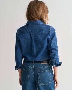 Naisten Farkkupaita, REG DENIM SHIRT Indigo>Gant