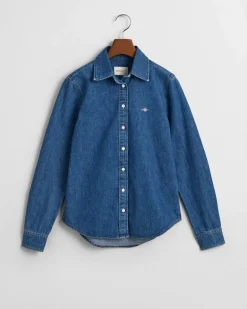 Naisten Farkkupaita, REG DENIM SHIRT Indigo><noscript><img width=