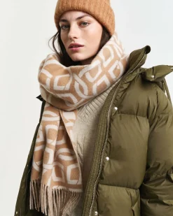 Naisten Huivi, PATTERN WOOL SCARF Beige Kuosi>Gant Online