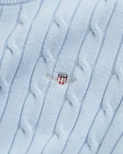 naisten lyhythihainen neulepusero, STRETCH COTTON CABLE SS C-NECK>Gant Outlet