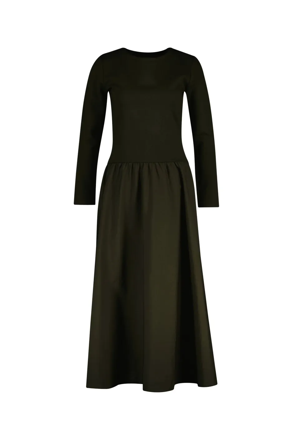 naisten mekko, MIDI JERSEY WOVEN COMBO LS DRESS Armeijanvihreä>Gant Outlet