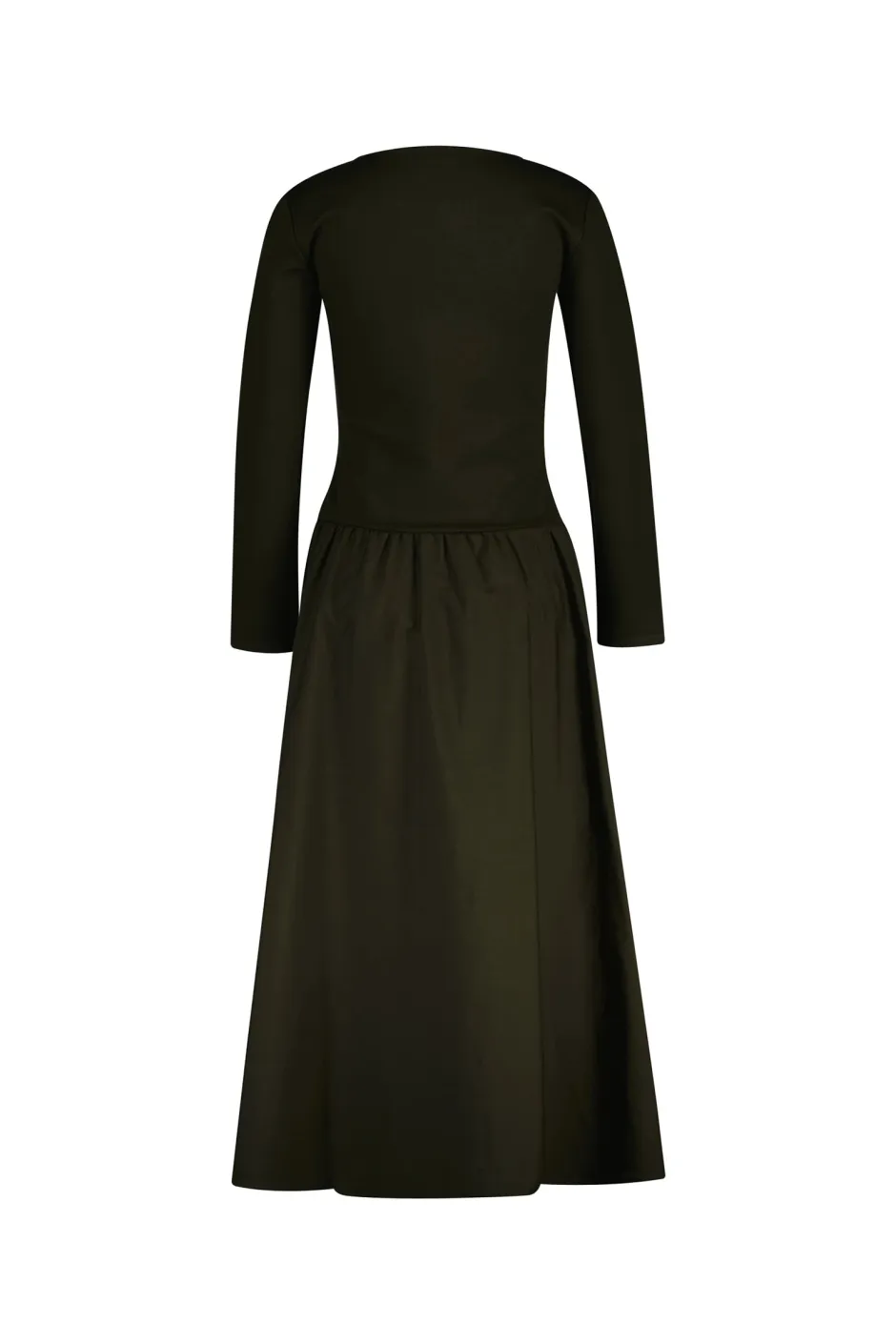 naisten mekko, MIDI JERSEY WOVEN COMBO LS DRESS Armeijanvihreä>Gant Outlet