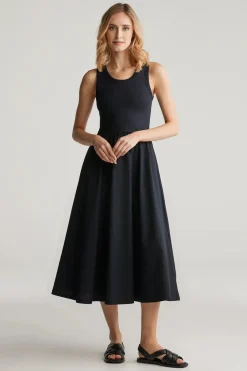 naisten mekko, MIDI JERSEY WOVEN COMBO DRESS>Gant Outlet