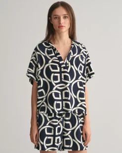 naisten paita, REL MONOGRAM PRINT SS POPOVER>Gant Best