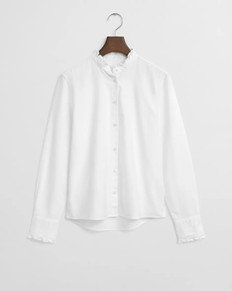 naisten paitapusero, REG CLASSIC OXFORD FRILL BLOUSE>Gant Discount
