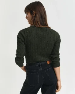 neule, STRETCH COTTON CABLE V-NECK>Gant New