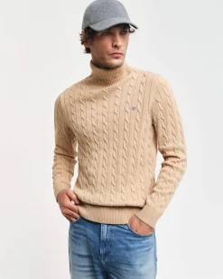 neule, COTTON CABLE TURTLE NECK>Gant