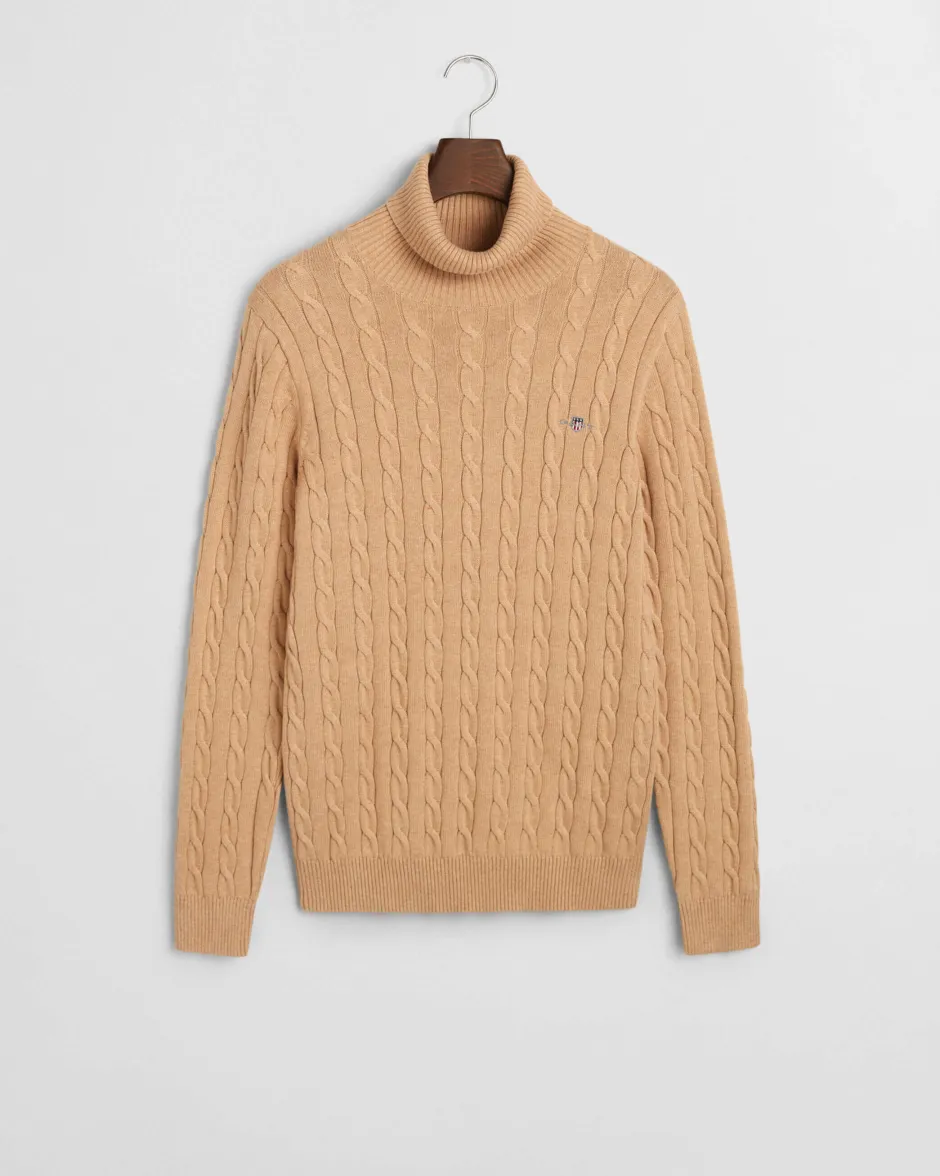 neule, COTTON CABLE TURTLE NECK>Gant
