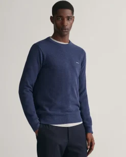 neule, COTTON PIQUE C-NECK Indigo>Gant Outlet