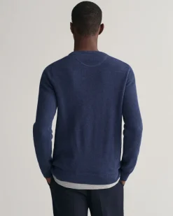 neule, COTTON PIQUE C-NECK Indigo>Gant Outlet