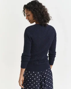 neulepusero, STRECH COTTON CABLE C-NECK>Gant