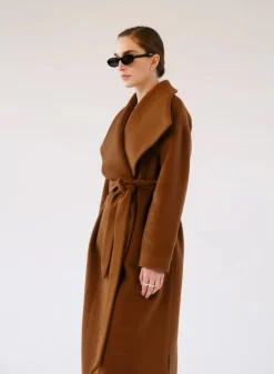 naisten villakangastakki, WOOL COAT TOBACCO>Gauhar Sale