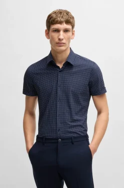 miesten kauluspaita, P-HANK SS PERFORMANCE SHIRT>Hugo Boss Hot