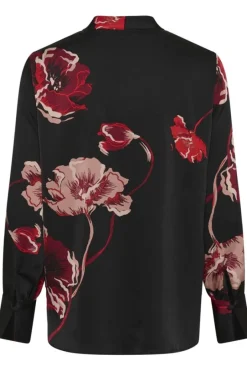 naisten paitapusero DAWNIW V-NECK Black, Poppy Rose>Inwear Clearance