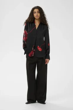 naisten paitapusero DAWNIW V-NECK Black, Poppy Rose><noscript><img width=