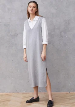 Naisten Neulemekko, RUBI LONG WAISTCOAT Vaaleanharmaa>Isay Best