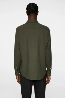 Miesten Flanellipaita, LIGHT FLANNEL SLIM SHIRT Armeijanvihreä>J.Lindeberg Online