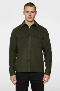 Miesten Paitatakki, FLAT WOOL OVERSHIRT Armeijanvihreä>J.Lindeberg Best