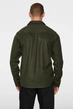 Miesten Paitatakki, FLAT WOOL OVERSHIRT Armeijanvihreä>J.Lindeberg Best