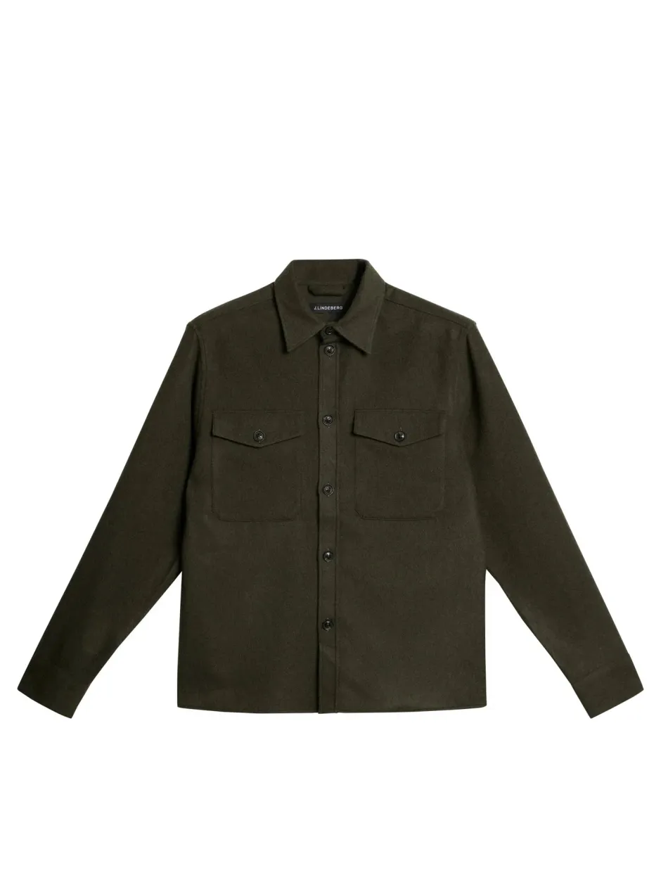 Miesten Paitatakki, FLAT WOOL OVERSHIRT Armeijanvihreä>J.Lindeberg Best