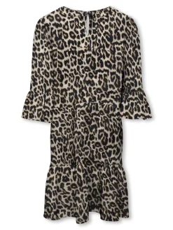 lasten mekko, KOGGLOW LIFE ALBERTE 3/4 DRESS AOP Ruskea Kuosi>Kids Only New