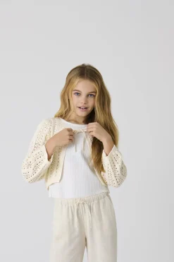 lasten neule, KOGMARINA LIFE LS CROP V-NECK TIE KNT>Kids Only New