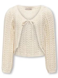 lasten neule, KOGMARINA LIFE LS CROP V-NECK TIE KNT>Kids Only New