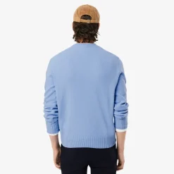 miesten neulepusero K MONOCHROME CARDED WOOL NECK SWEATER,>Lacoste Clearance