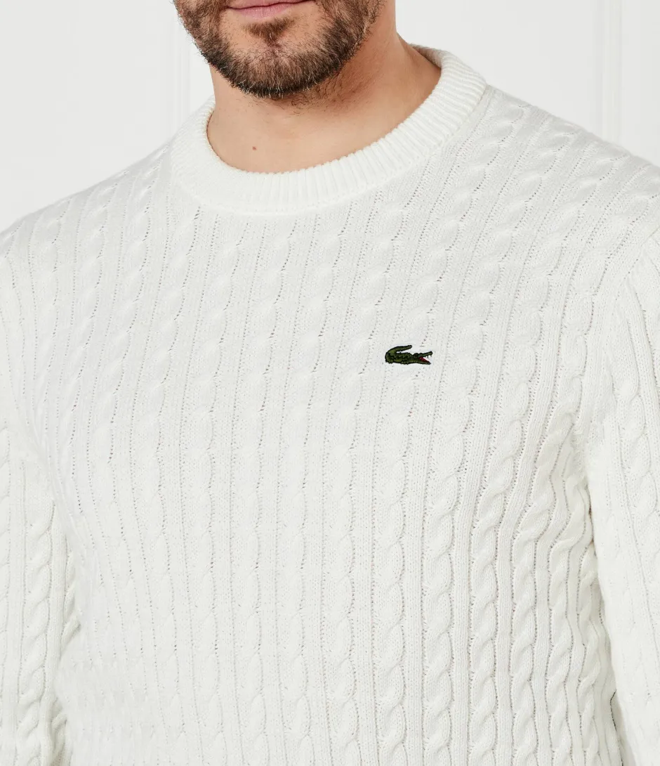 miesten neulepusero Cable Knit Cotton Sweater,>Lacoste