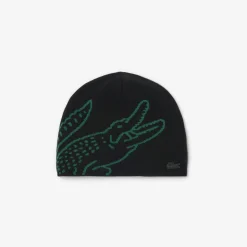 miesten pipo, UNCUFFED CROCODILE JACQUARD WOOL BEANIE>Lacoste Best