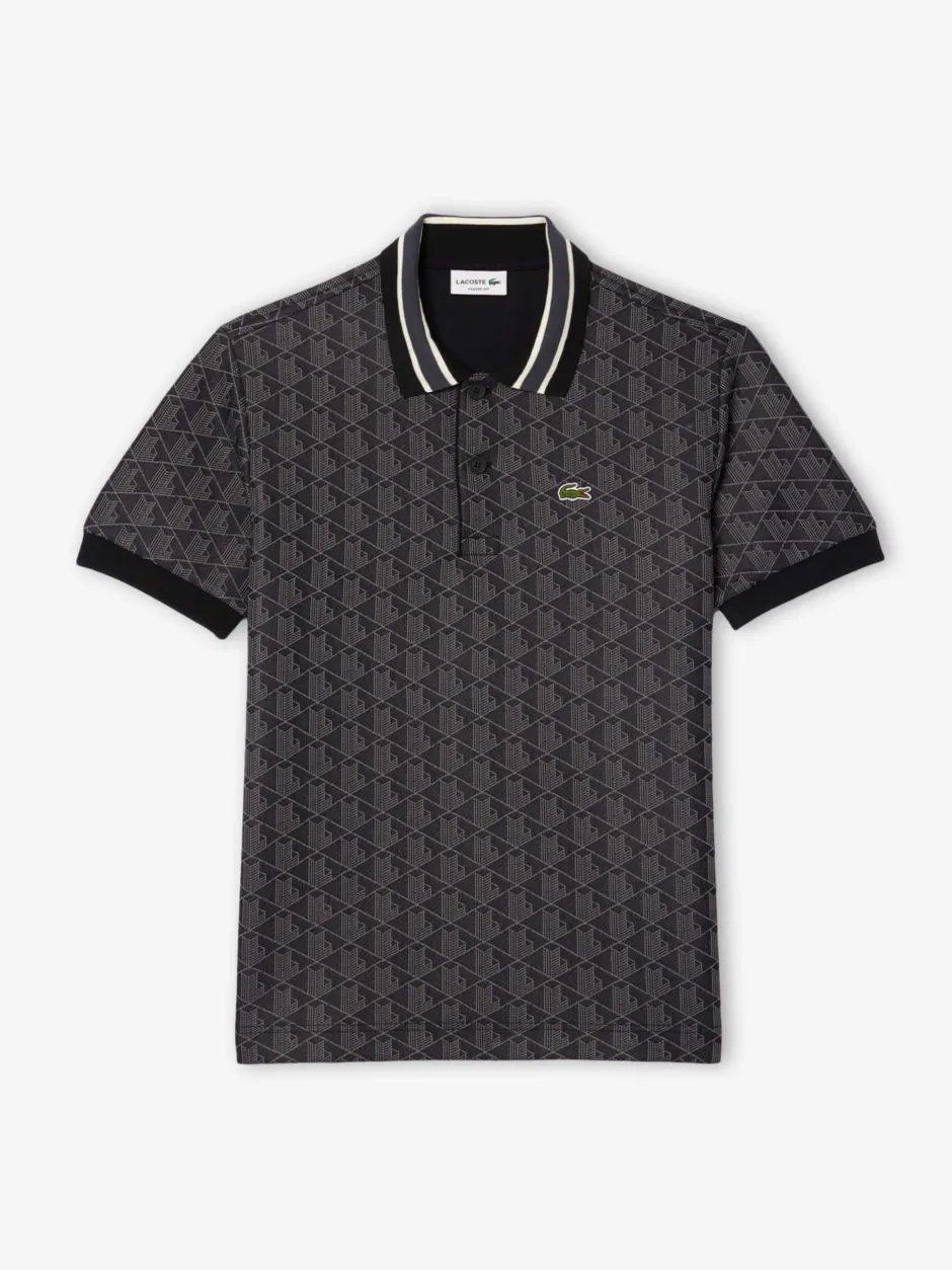 Miesten Poolopaita, CLASSIC FIT CONTRAST COLLAR MONOGRAM>Lacoste Hot