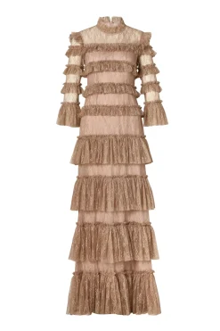 naisten mekko, CARMINE LONG SLEEVE LACE MAXI DRESS><noscript><img width=