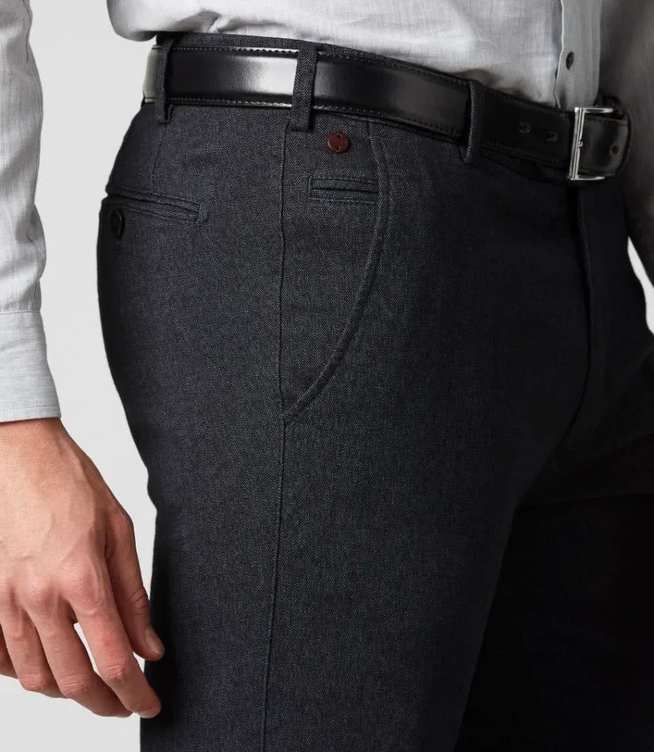 miesten puuvillahousut, BONN 5585 HERRINGBONE Harmaa Kuosi>Meyer New