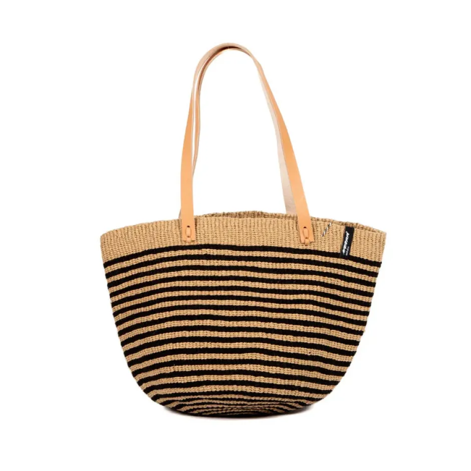 laukku, Pamba shopper basket | Black thin stripe>Mifuko Discount