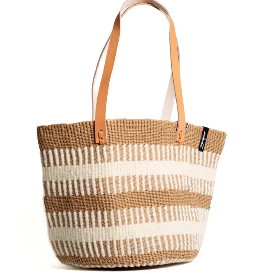 laukku, Pamba shopper basket | White rib weave M>Mifuko Outlet