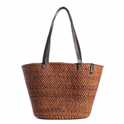 naisten olkakassi, Iringa shopper basket Chestnut brown M>Mifuko Outlet
